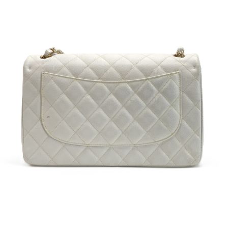  CHANEL シャネル マトラッセ ダブルフラップ チェーンショルダーバッグ ホワイト キャビアスキン ギャランティカード有