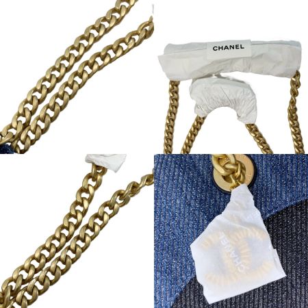  CHANEL シャネル ココマーク AS3857 インディゴ デニム チェーントートバッグ 