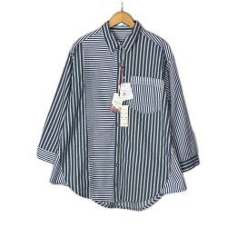 mililopiulu ストライプ パターンスイッチシャツ SIZE Free ST224819 ブルー×ホワイト レディース Aランク