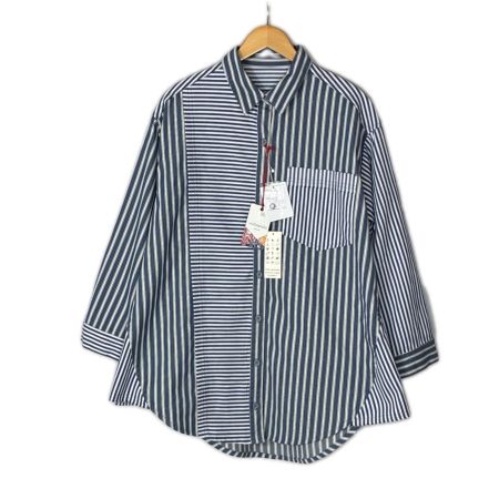 mililopiulu ストライプ パターンスイッチシャツ SIZE Free ST224819 ブルー×ホワイト レディース