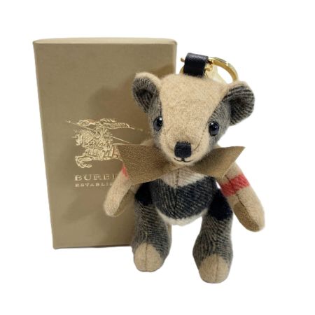  BURBERRY バーバリー ベアチャーム チェック カシミヤ ブラウン 箱付