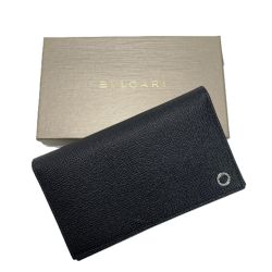 ☆☆ BVLGARI ブルガリ BB MAN ブルガリ・ブルガリ マン ロゴリング 30398 ブラック グレインレザー 2つ折り長財布  箱有 Bランク