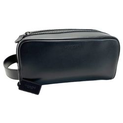 ☆☆ COACH コーチ スモールトラベルキット ハンドポーチ クラッチ セカンドバッグ レザー 2836 ブラック メンズ Bランク