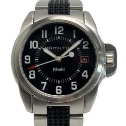 ☆☆ HAMILTON ハミルトン カーキ デイト 6301 ブラック クォーツ メンズ 腕時計 Khaki Bランク