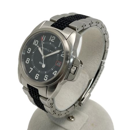  HAMILTON ハミルトン カーキ デイト 6301 ブラック クォーツ メンズ 腕時計 Khaki