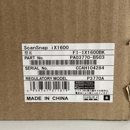  Fujitsu Limited 富士通 PFU ScanSnap iX1600 FI-IX1600BK ブラック スキャナ 未使用