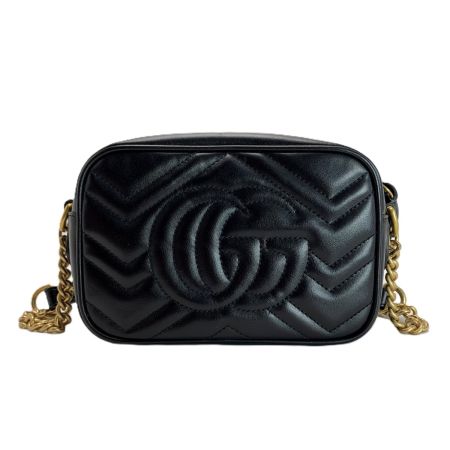  GUCCI グッチ GG マーモント チェーンショルダー バッグ 448065 ブラック レザー レディース