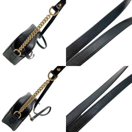  GUCCI グッチ GG マーモント チェーンショルダー バッグ 448065 ブラック レザー レディース