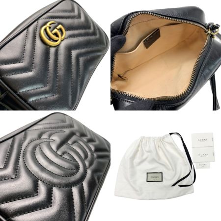  GUCCI グッチ GG マーモント チェーンショルダー バッグ 448065 ブラック レザー レディース