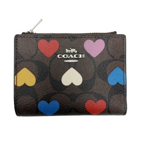  COACH コーチ シグネチャー キャンバス ハート プリント CP424 2つ折り財布 レディース