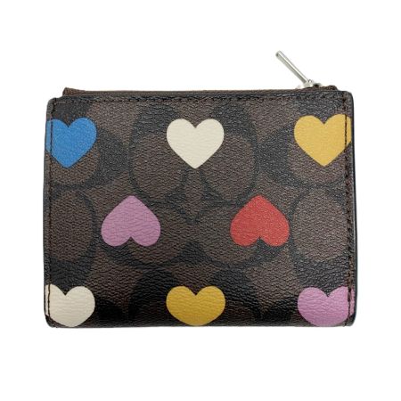  COACH コーチ シグネチャー キャンバス ハート プリント CP424 2つ折り財布 レディース