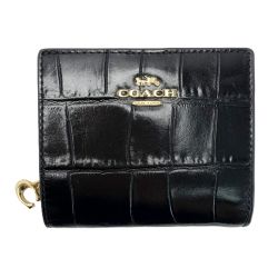 ☆☆ COACH コーチ エンボス スナップウォレット C6092 ブラック 2つ折り財布 レディース Bランク