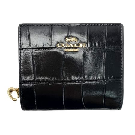  COACH コーチ エンボス スナップウォレット C6092 ブラック 2つ折り財布 レディース