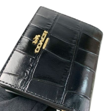  COACH コーチ エンボス スナップウォレット C6092 ブラック 2つ折り財布 レディース