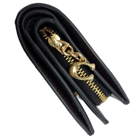  COACH コーチ エンボス スナップウォレット C6092 ブラック 2つ折り財布 レディース