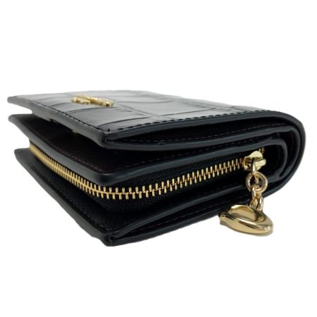  COACH コーチ エンボス スナップウォレット C6092 ブラック 2つ折り財布 レディース