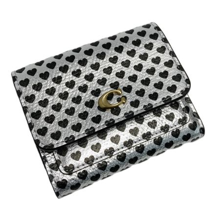 COACH コーチ ミラ スモール フラップ ウォレット・ハート プリント CDZ84 シルバー 3つ折り財布