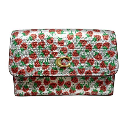  COACH コーチ エッセンシャル ミニ トライフォールド ウォレット・ストロベリー プリント CDZ85 SV レディース 三つ折り財布