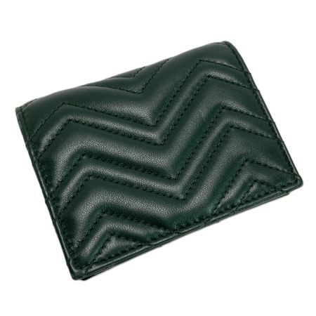  GUCCI グッチ GGマーモント ダブルG カードケース ウォレット 466492 グリーン 2つ折り財布 箱・布袋有