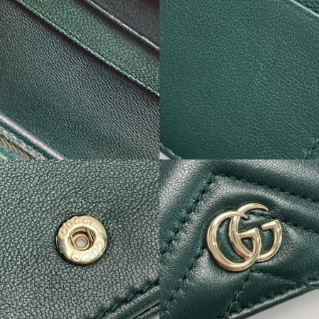  GUCCI グッチ GGマーモント ダブルG カードケース ウォレット 466492 グリーン 2つ折り財布 箱・布袋有