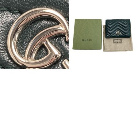  GUCCI グッチ GGマーモント ダブルG カードケース ウォレット 466492 グリーン 2つ折り財布 箱・布袋有