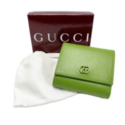 ☆☆ GUCCI グッチ GGマーモント 2つ折り財布  508587 グリーン レザー 箱 袋有 Bランク