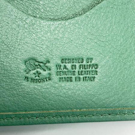  IL BISONTE イルビゾンテ 2つ折り財布 レザー グリーン レディース 袋付き