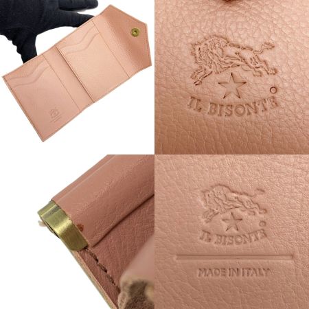  IL BISONTE イルビゾンテ 2つ折り財布 レザー 牛革 ピンク 袋有