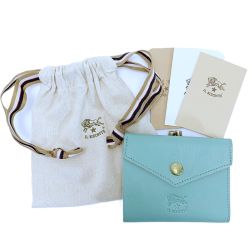 ☆☆ IL BISONTE イルビゾンテ 2つ折り財布 レザー グリーン 袋有 Bランク