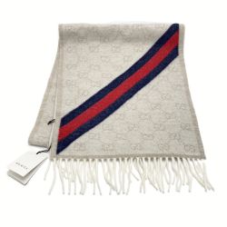 GUCCI グッチ GG柄 シェリーライン マフラー 570603 3GB18 ベージュ ウール75％ アルパカ25％ Aランク