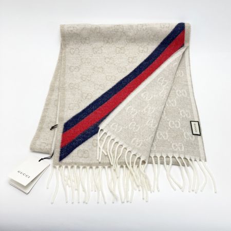 GUCCI グッチ GG柄 シェリーライン マフラー 570603 3GB18 ベージュ ウール75％ アルパカ25％