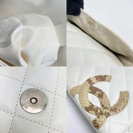  CHANEL シャネル ココマーク カンボンライン ショルダーバッグ ホワイト パイソン カーフ
