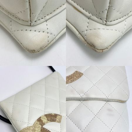  CHANEL シャネル ココマーク カンボンライン ショルダーバッグ ホワイト パイソン カーフ