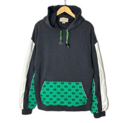 GUCCI グッチ プルオーバーパーカー 総柄 SIZE S 752154 XJFSK ブラック×グリーン メンズ Cランク