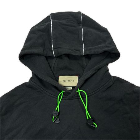 GUCCI グッチ プルオーバーパーカー 総柄 SIZE S 752154 XJFSK ブラック×グリーン メンズ