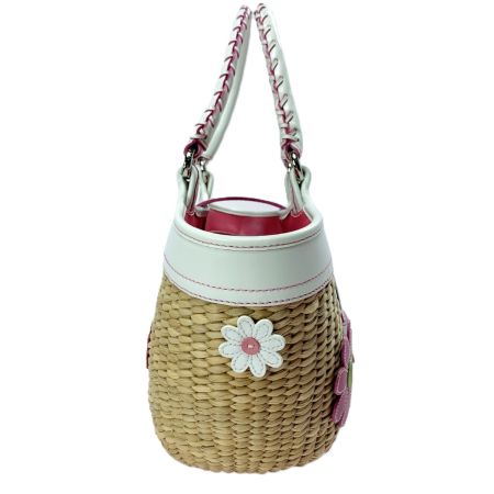  COACH コーチ ストローフラワーアップリケトート花 4443 ホワイト 袋有