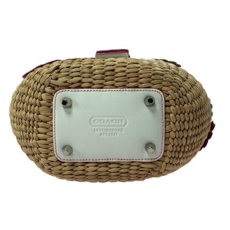  COACH コーチ ストローフラワーアップリケトート花 4443 ホワイト 袋有