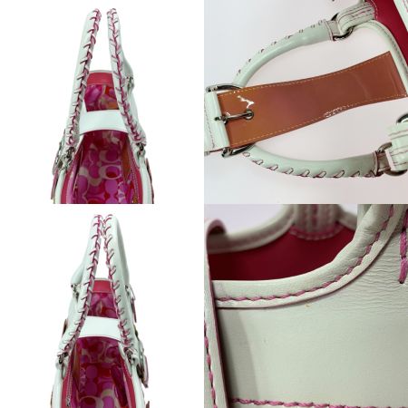  COACH コーチ ストローフラワーアップリケトート花 4443 ホワイト 袋有