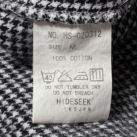  HIDE AND SEEK 長袖シャツ 千鳥格子 SIZE M メンズ HS-020312 ブラック×ホワイト