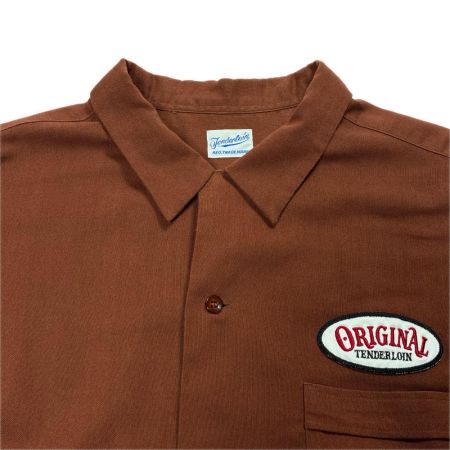  TENDERLOIN テンダーロイン 長袖 シャツ SIZE M ワッペン メンズ ブラウン