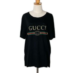 ☆☆ GUCCI グッチ 半袖  Tシャツ ロゴウォッシュドオーバーサイズ SIZE S レディース ブラック Bランク