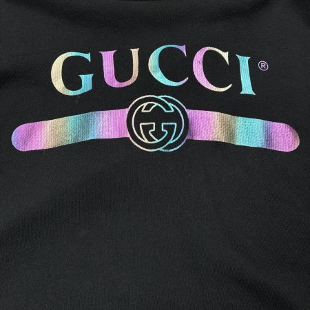 GUCCI グッチ プルオーバーパーカー レインボーロゴプリント SIZE S 475374-XJAPA ブラック メンズ