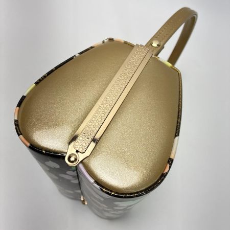   草履&バッグセット Fサイズ 草履長さ約24㎝ 花柄 箱付き 和装小物 ゴールド