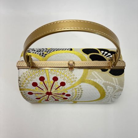   草履&バッグセット Fサイズ 草履長さ約24.5㎝ 花柄 箱付き 和装小物 ゴールド