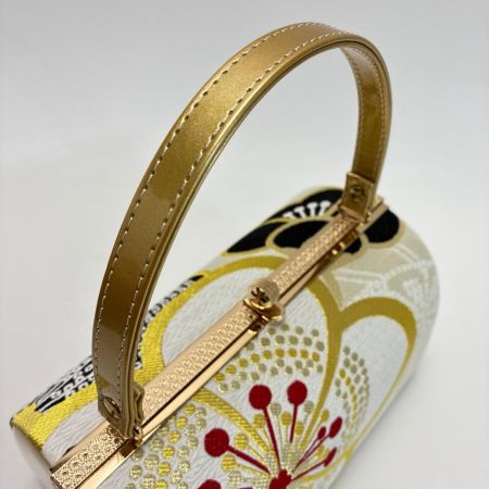   草履&バッグセット Fサイズ 草履長さ約24.5㎝ 花柄 箱付き 和装小物 ゴールド