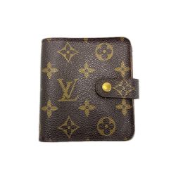 LOUIS VUITTON ルイヴィトン モノグラム コンパクトジップ M61667 ブラウン 2つ折り財布 Cランク