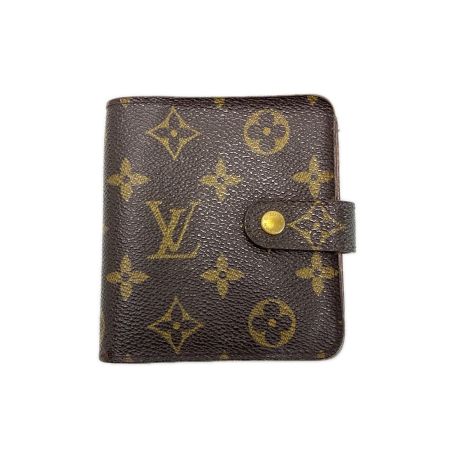 LOUIS VUITTON ルイヴィトン モノグラム コンパクトジップ M61667 ブラウン 2つ折り財布