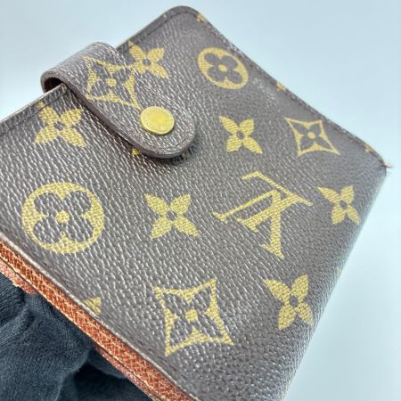 LOUIS VUITTON ルイヴィトン モノグラム コンパクトジップ M61667 ブラウン 2つ折り財布