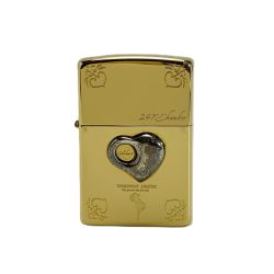 ☆☆ ZIPPO ジッポー 2003年製 SOLID BRASS ロゴ WINDY ウェンディ スパイラルハート 立体デザイン オイルライター Bランク