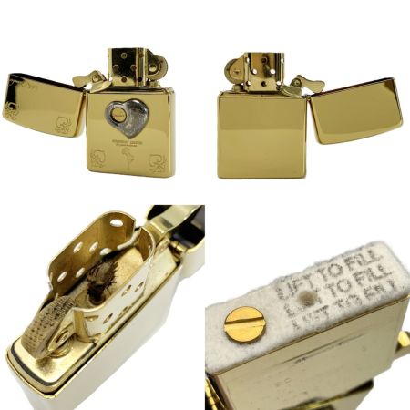  ZIPPO ジッポー 2003年製 SOLID BRASS ロゴ WINDY ウェンディ スパイラルハート 立体デザイン オイルライター